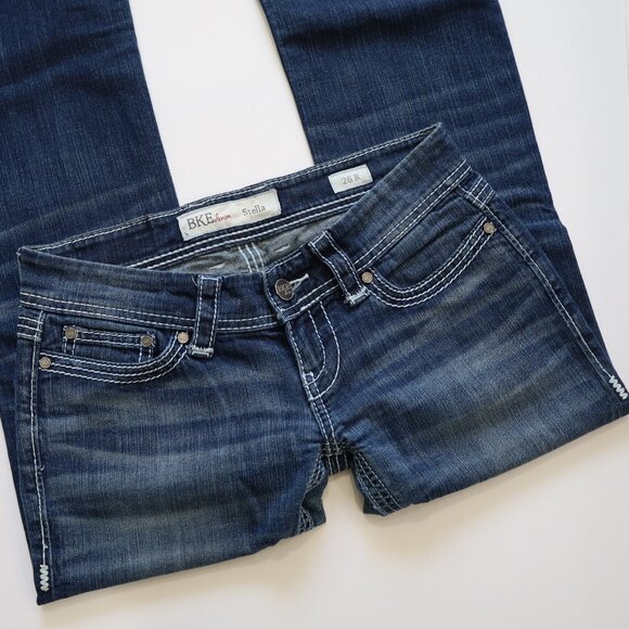 BKE Denim Jeans STELLA 26 R 26 x 31.5 Low Rise Boot Flare - Picture 2 of 9
